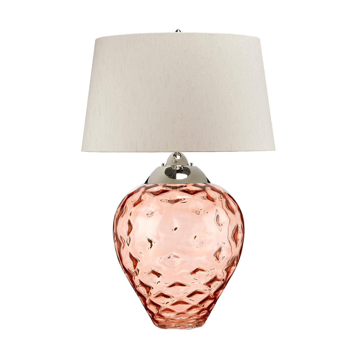 Quintiesse Samara Large Table Lamp Salmon Tinted Glass