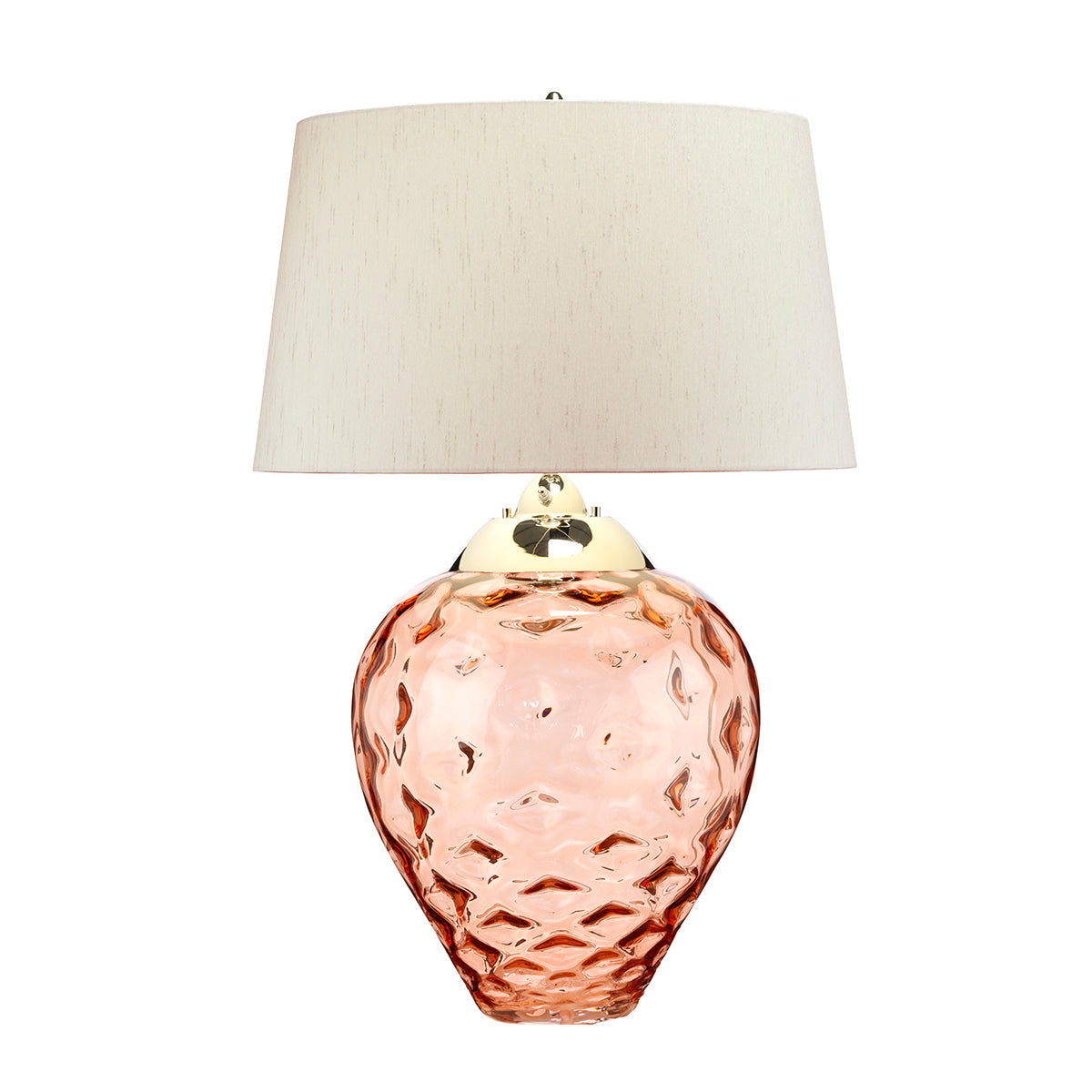 Quintiesse Samara Large Table Lamp Salmon Tinted Glass