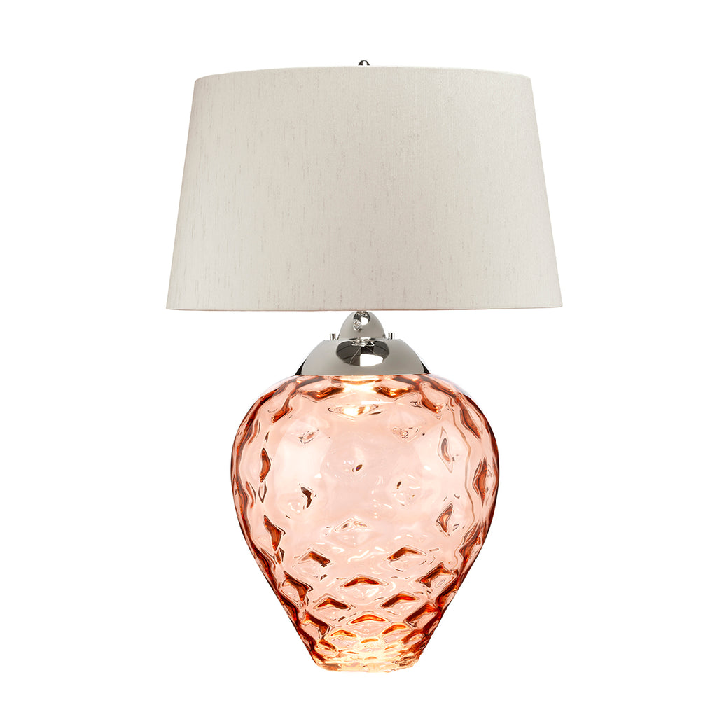 Quintiesse Samara Large Table Lamp Salmon Tinted Glass