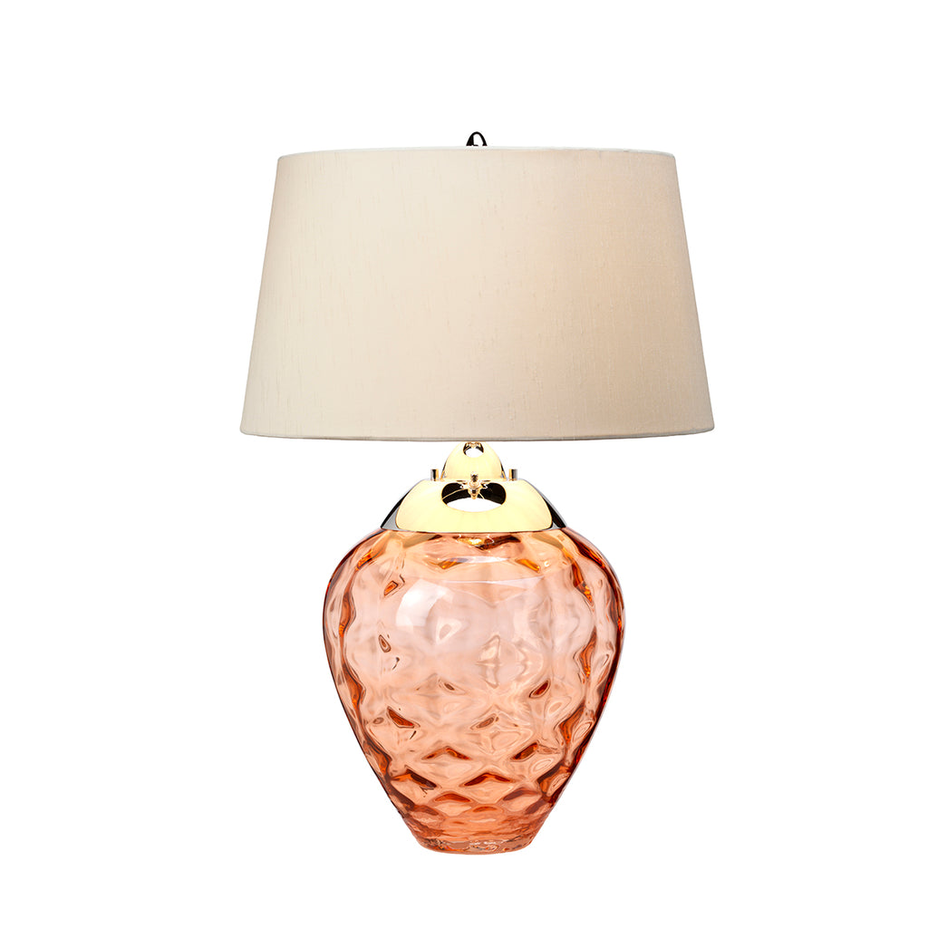 Quintiesse Samara Table Lamp Polished Nickel Salmon