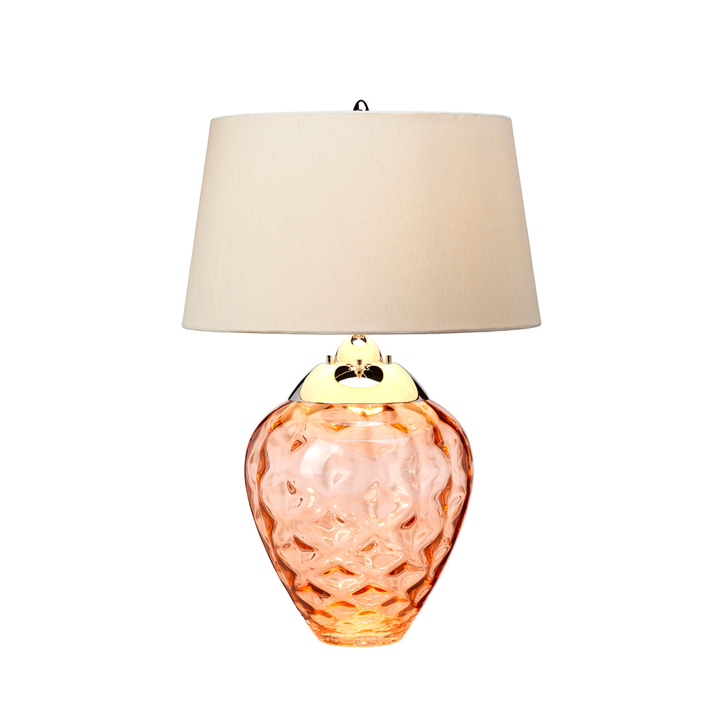 Quintiesse Samara Table Lamp Polished Nickel Salmon