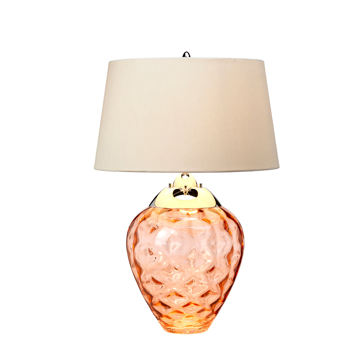 Quintiesse Samara Table Lamp Polished Nickel Salmon