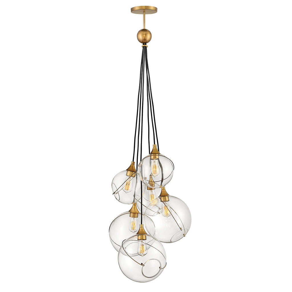 Quintiesse Skye 6 Light Pendant Light Heritage Brass