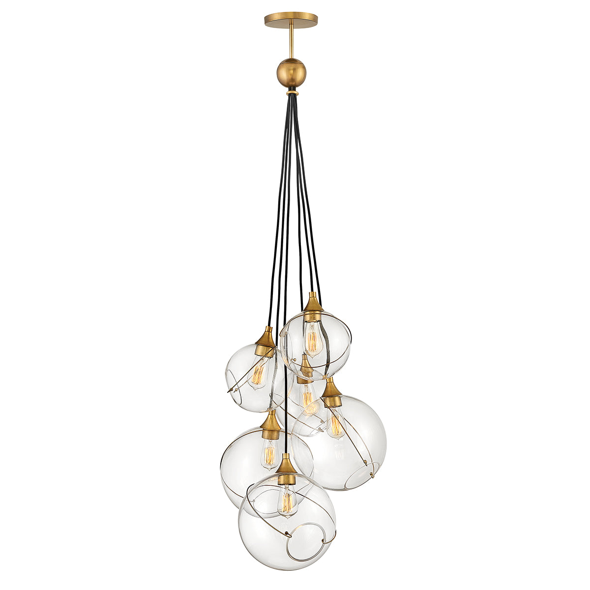 Quintiesse Skye 6 Light Pendant Light Heritage Brass