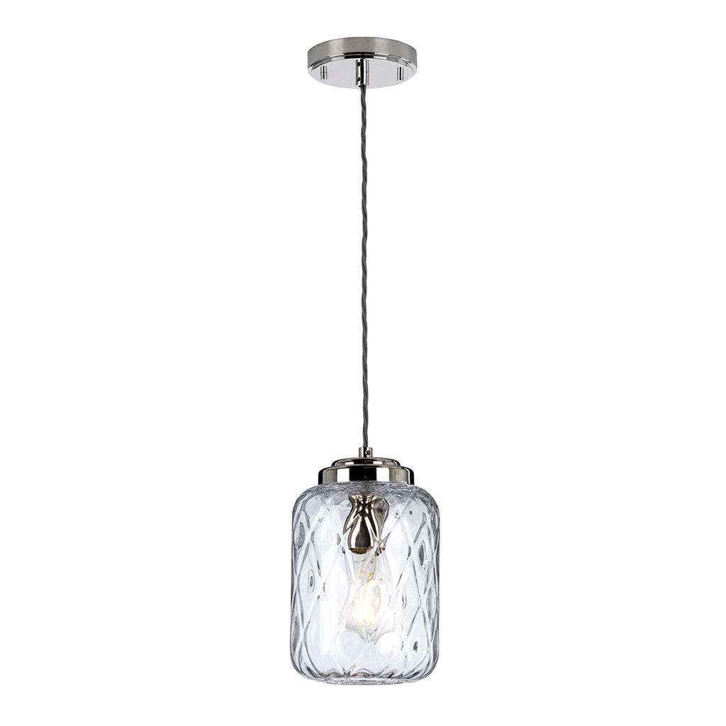 Elstead Sola 1 Light Pendant Light in Polished Nickel
