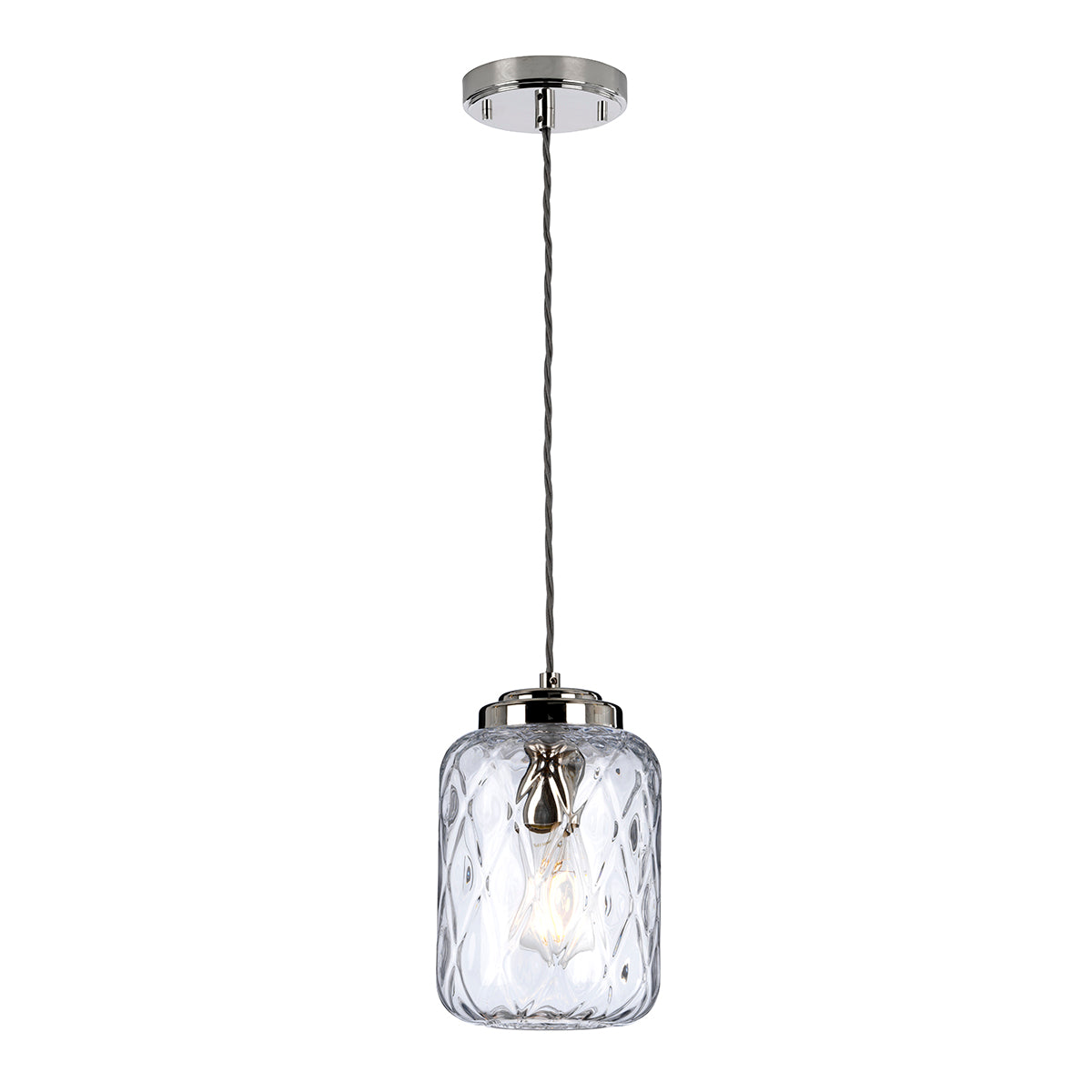 Elstead Sola 1 Light Pendant Light in Polished Nickel