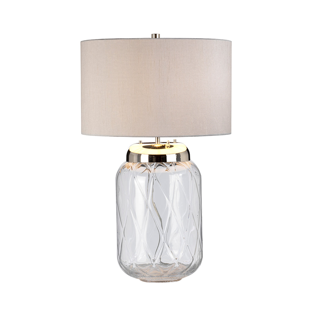 Quintiesse Sola 2 Light Table Lamp Polished Nickel & Glass with Titanium Shade