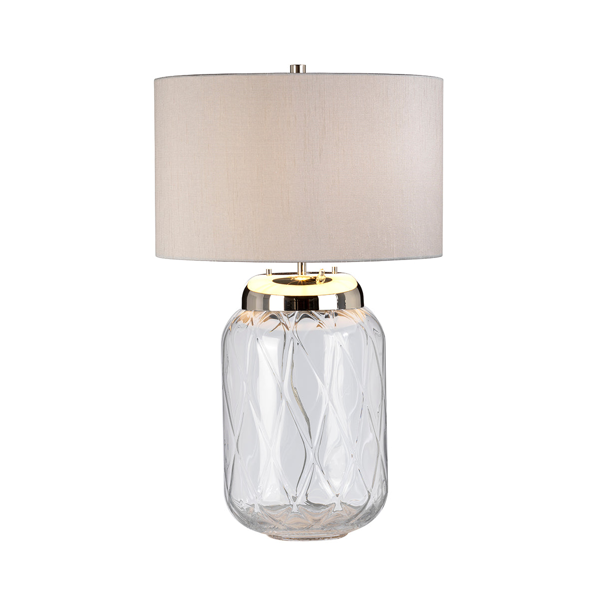 Quintiesse Sola 2 Light Table Lamp Polished Nickel & Glass with Titanium Shade