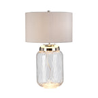 Quintiesse Sola 2 Light Table Lamp Polished Nickel & Glass with Titanium Shade