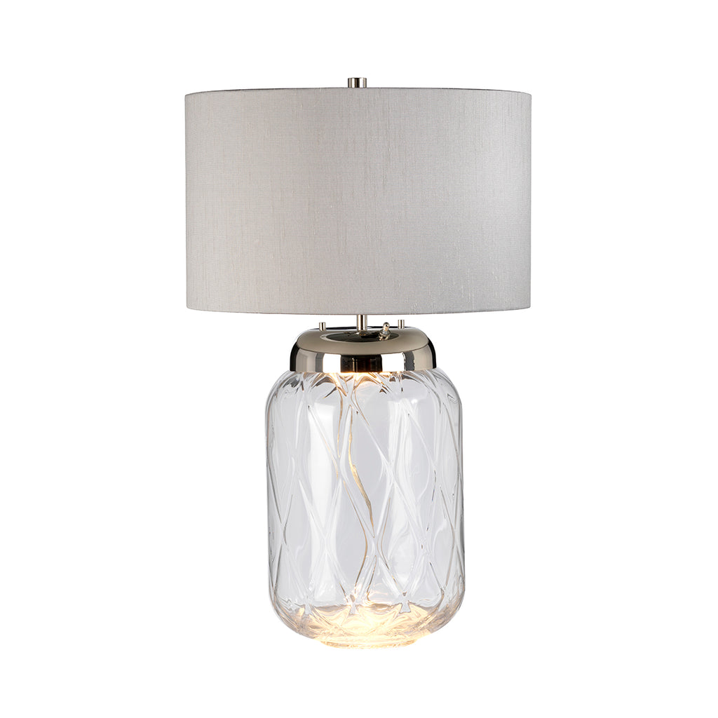 Quintiesse Sola 2 Light Table Lamp Polished Nickel & Glass with Titanium Shade