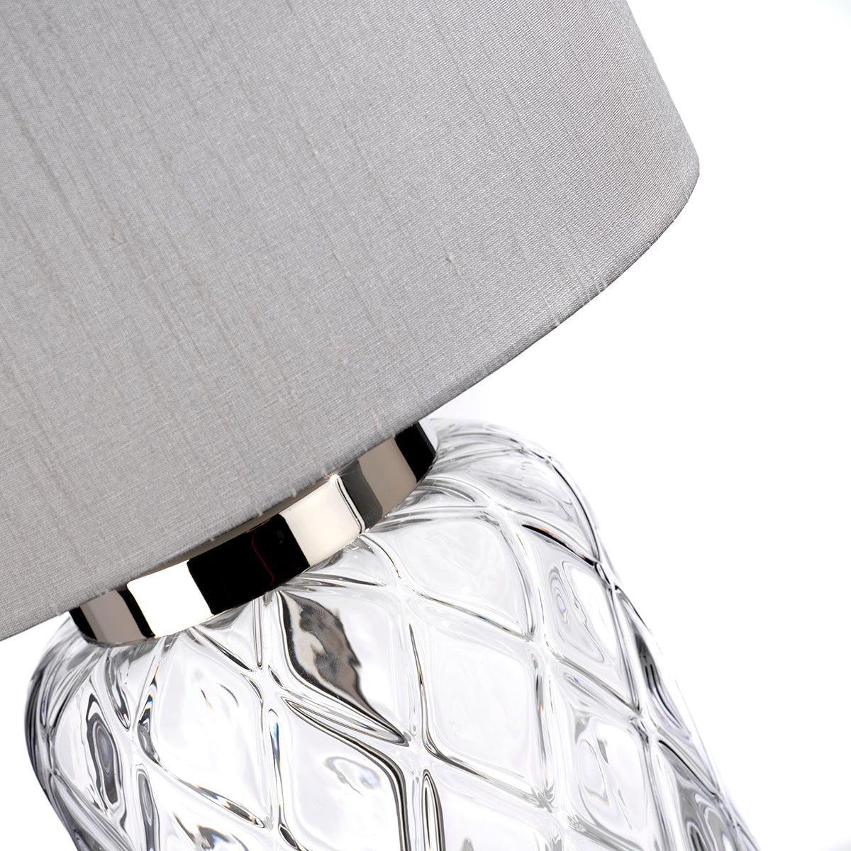 Quintiesse Sola Table Lamp Polished Nickel & Glass with Titanium Shade