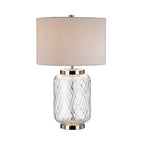 Quintiesse Sola Table Lamp Polished Nickel & Glass with Titanium Shade