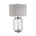 Quintiesse Sola Table Lamp Polished Nickel & Glass with Titanium Shade