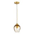 Elstead Tiber 1 Light Pendant Light in Brushed Brass with Amber