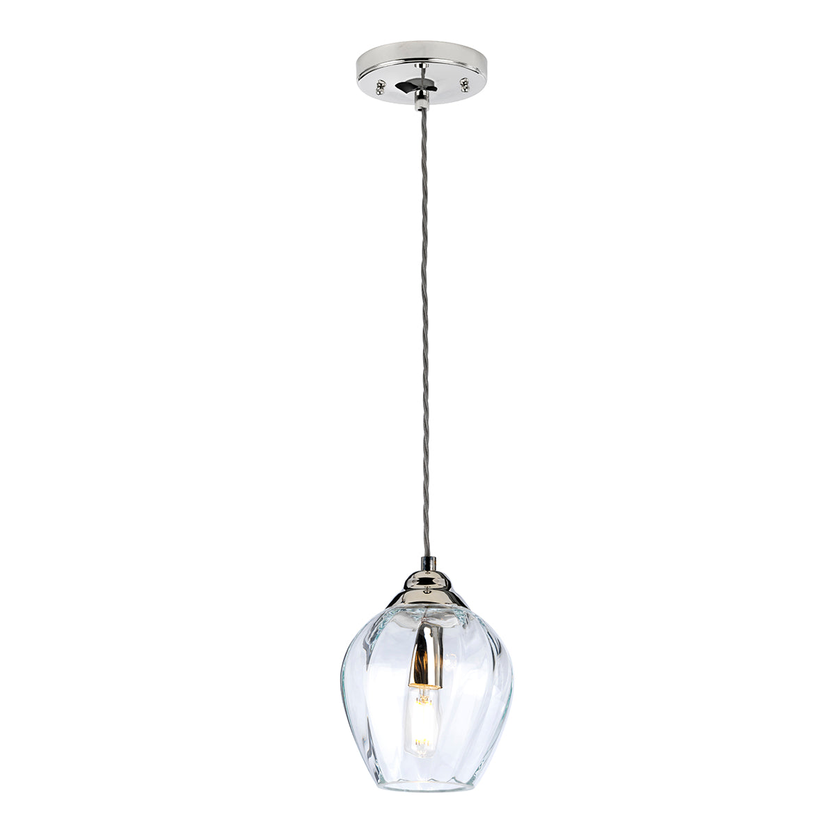Elstead Tiber 1 Light Pendant Light in Polished Nickel