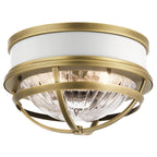 Quintiesse Tollis 3 Light Flush in Natural Brass & White