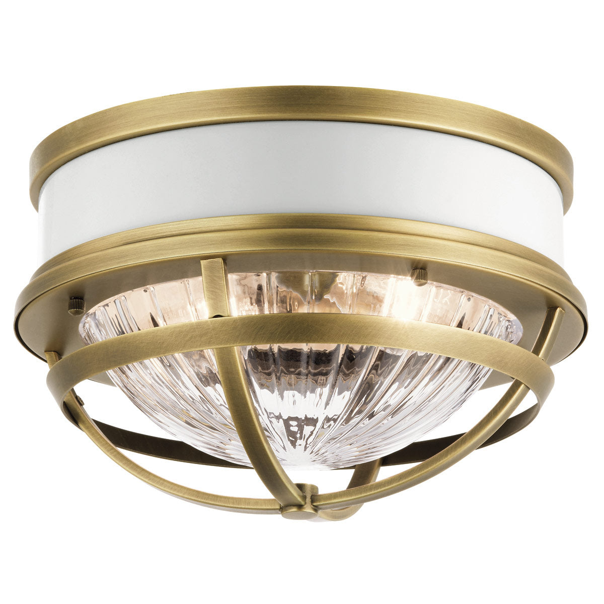 Quintiesse Tollis 3 Light Flush in Natural Brass & White