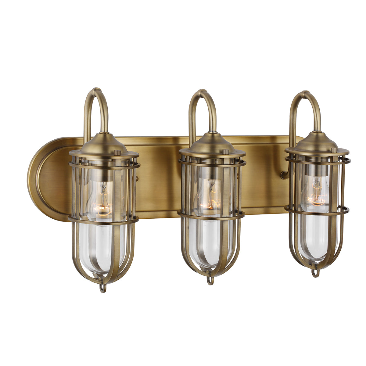 Quintiesse Urban Restoration 3 Light Wall Light Dark Antique Brass