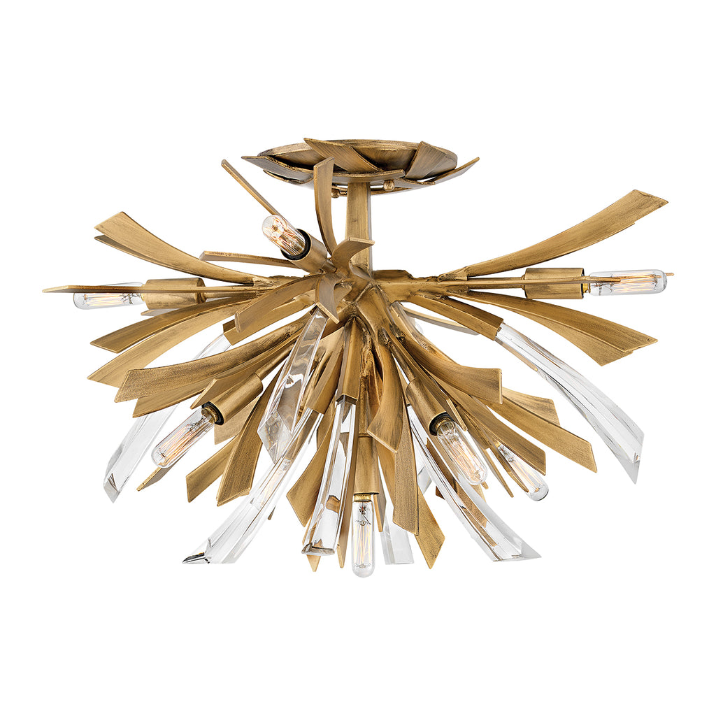 Quintiesse Vida 9 Light Semi Flush Ceiling Light Burnished Gold