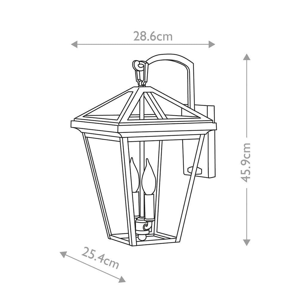 Quintiesse Alford Place Outdoor 2 Light Medium Wall Lantern in Museum Black