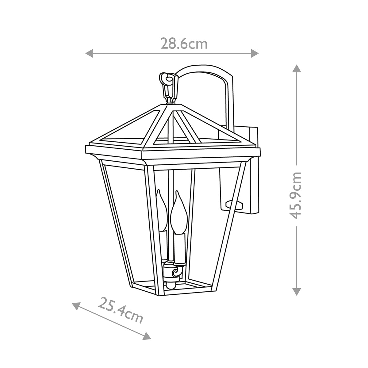 Quintiesse Alford Place Outdoor 2 Light Medium Wall Lantern in Museum Black