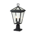 Quintiesse Alford Place Outdoor 2 Light Pedestal Lantern in Museum Black