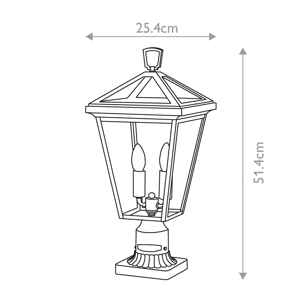 Quintiesse Alford Place Outdoor 2 Light Pedestal Lantern in Museum Black