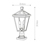 Quintiesse Alford Place Outdoor 2 Light Pedestal Lantern in Museum Black