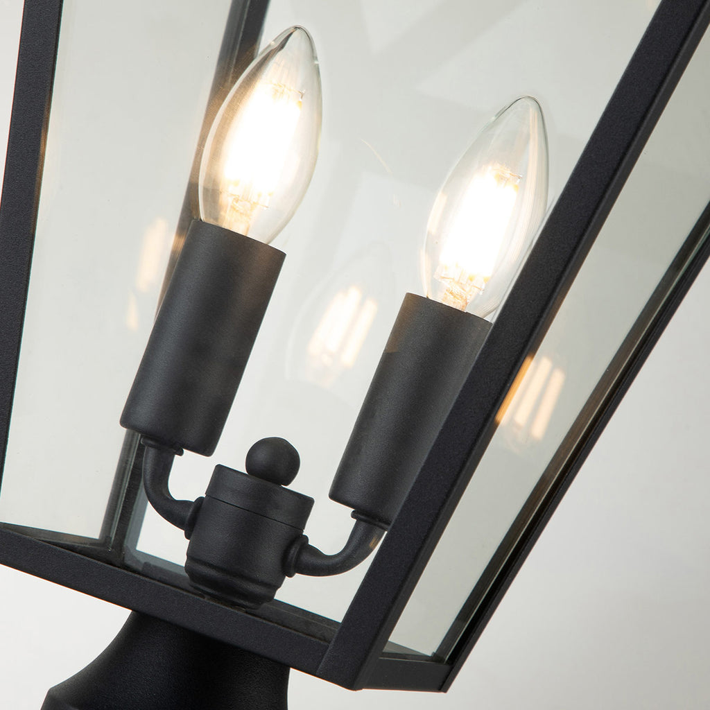 Quintiesse Alford Place Outdoor 2 Light Pedestal Lantern in Museum Black