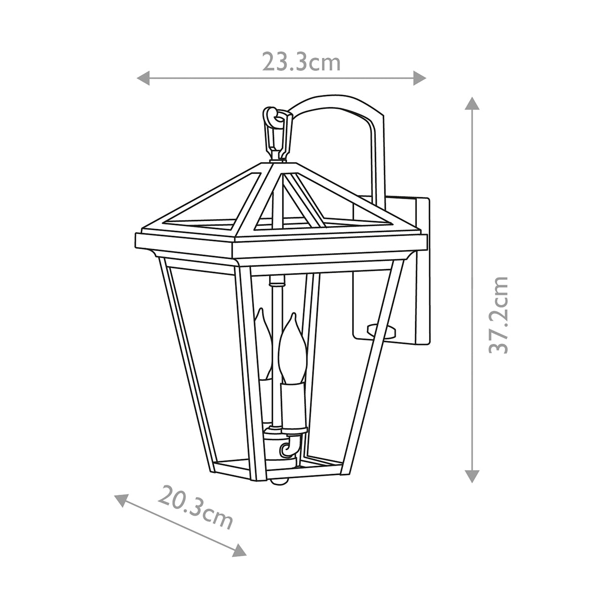 Quintiesse Alford Place Outdoor 2 Light Small Wall Lantern in Museum Black