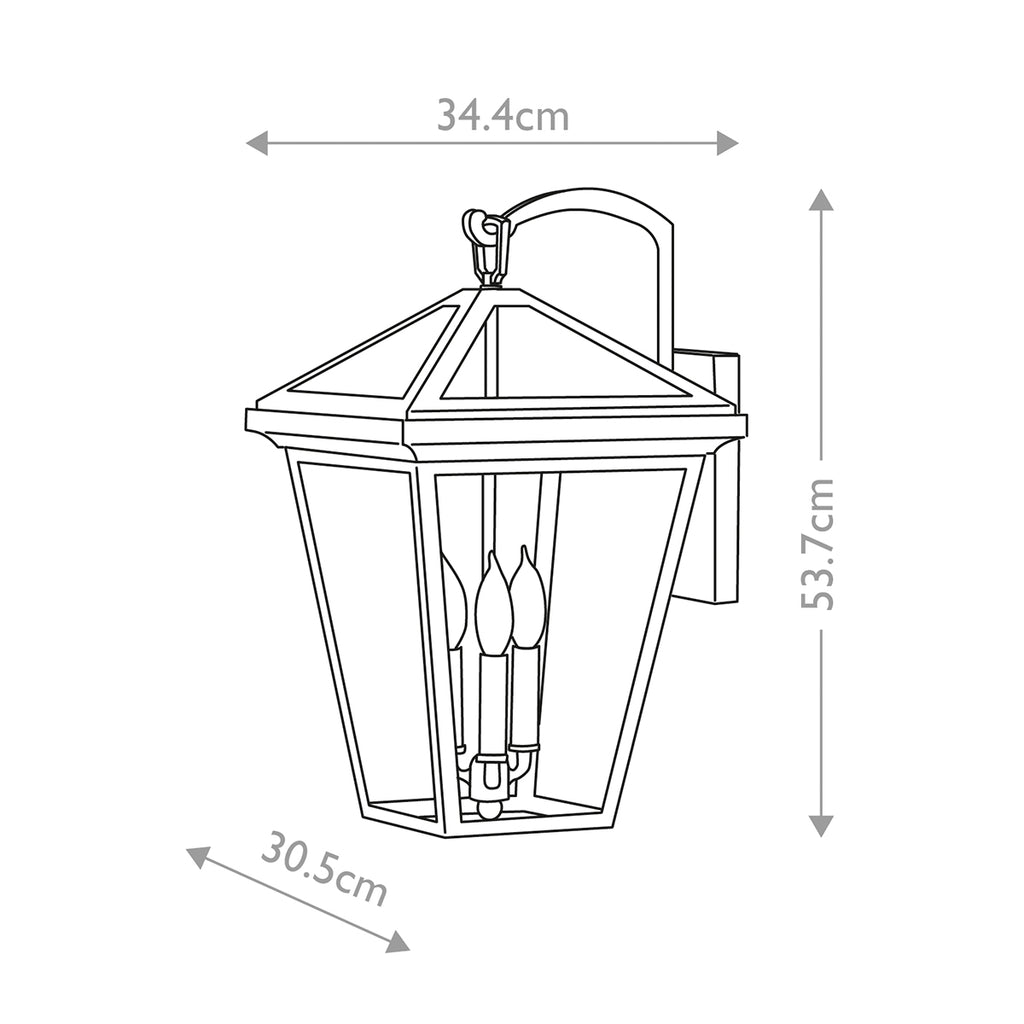 Quintiesse Alford Place Outdoor 3 Light Large Wall Lantern in Museum Black