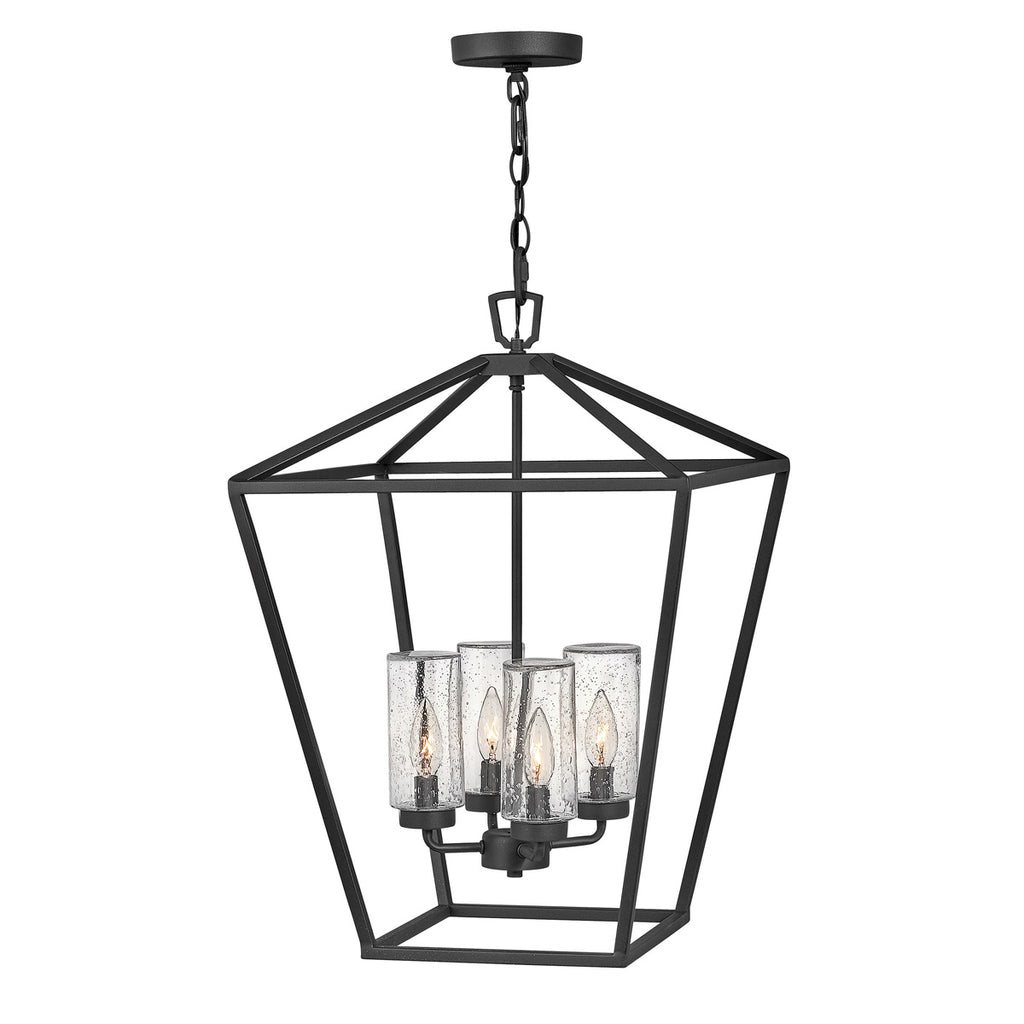 Quintiesse Alford Place Outdoor 4 Light Pendant in Museum Black