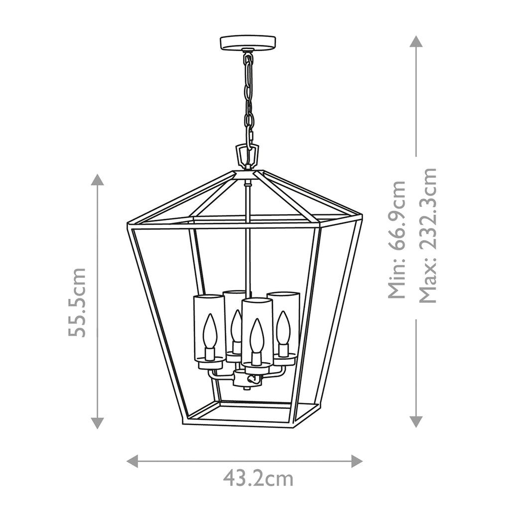 Quintiesse Alford Place Outdoor 4 Light Pendant in Museum Black