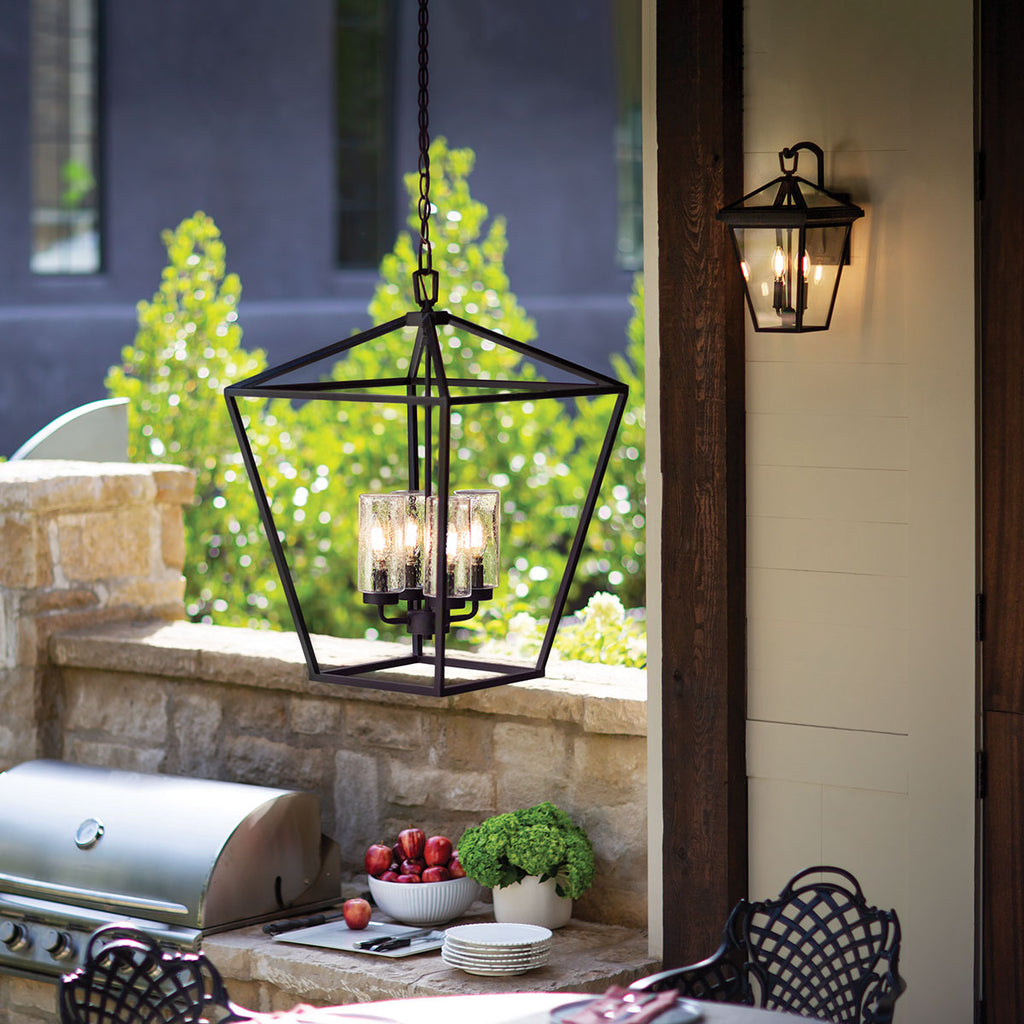Quintiesse Alford Place Outdoor 4 Light Pendant in Museum Black