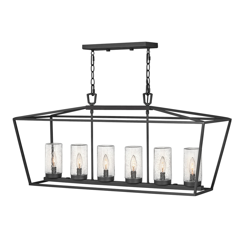 Quintiesse Alford Place Outdoor 6 Light Linear Pendant in Museum Black