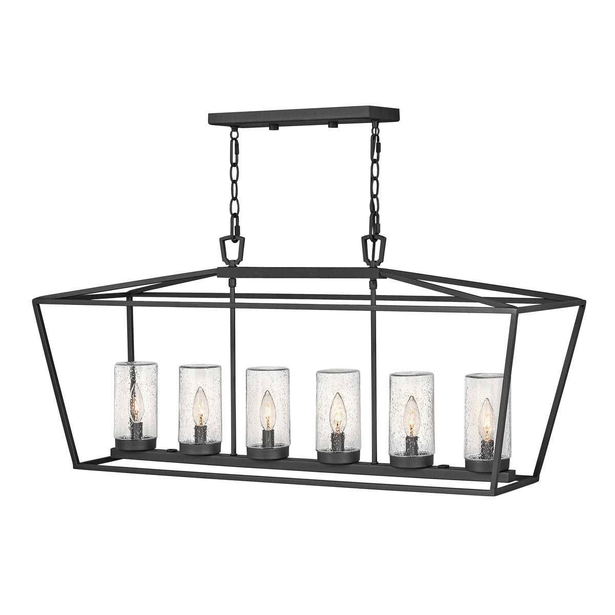 Quintiesse Alford Place Outdoor 6 Light Linear Pendant in Museum Black