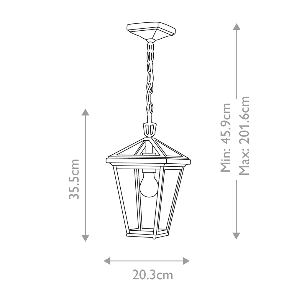 Quintiesse Alford Place Outdoor Small Chain Lantern in Museum Black