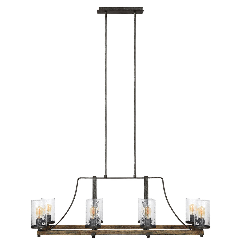 Quintiesse Angelo 8 Light Chandelier Distressed Weathered Oak Slate Grey