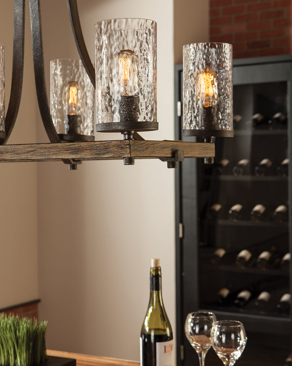 Quintiesse Angelo 8 Light Chandelier Distressed Weathered Oak Slate Grey