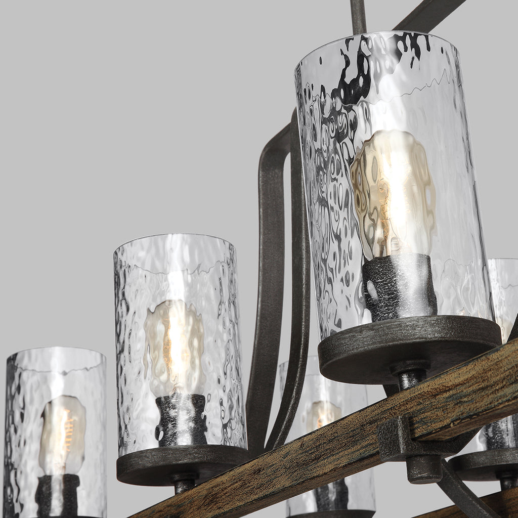 Quintiesse Angelo 8 Light Chandelier Distressed Weathered Oak Slate Grey