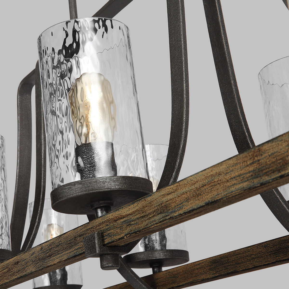 Quintiesse Angelo 8 Light Chandelier Distressed Weathered Oak Slate Grey