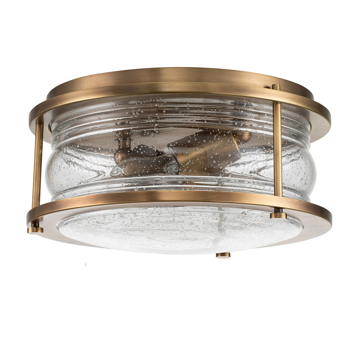 Quintiesse Ashland Bay Bathroom 2 Light Flush in Natural Brass