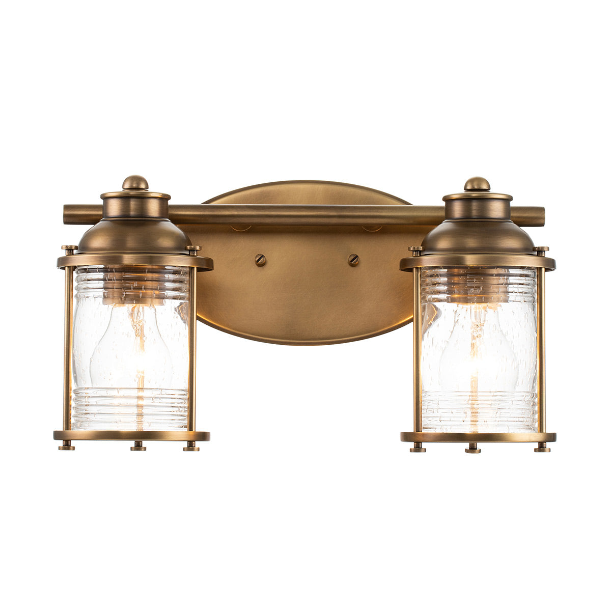 Quintiesse Ashland Bay Bathroom 2 Light Wall Light in Natural Brass