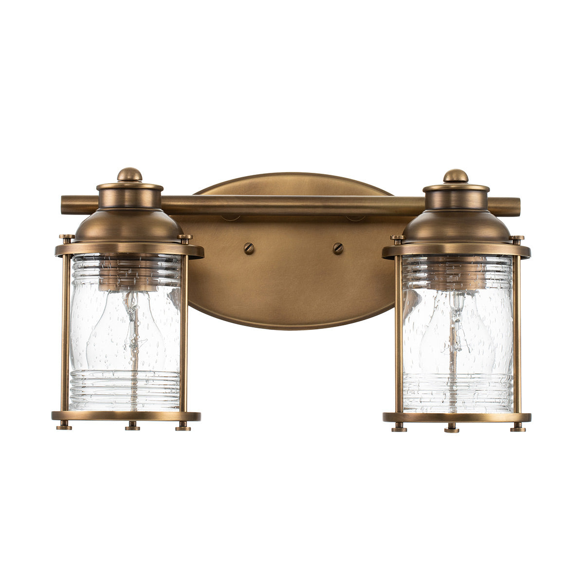 Quintiesse Ashland Bay Bathroom 2 Light Wall Light in Natural Brass
