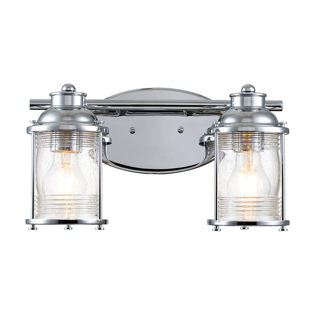 Quintiesse Ashland Bay Bathroom 2 Light Wall Light in Polished Chrome