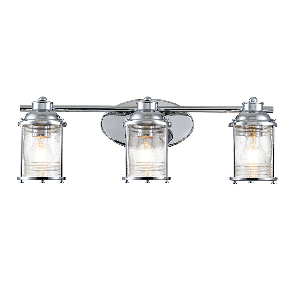 Quintiesse Ashland Bay Bathroom 3 Light Wall Light in Polished Chrome