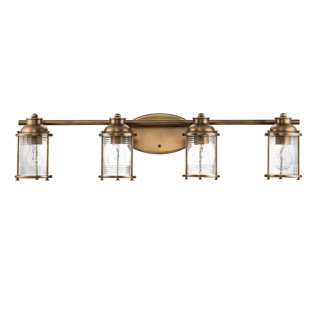 Quintiesse Ashland Bay Bathroom 4 Light Wall Light in Natural Brass