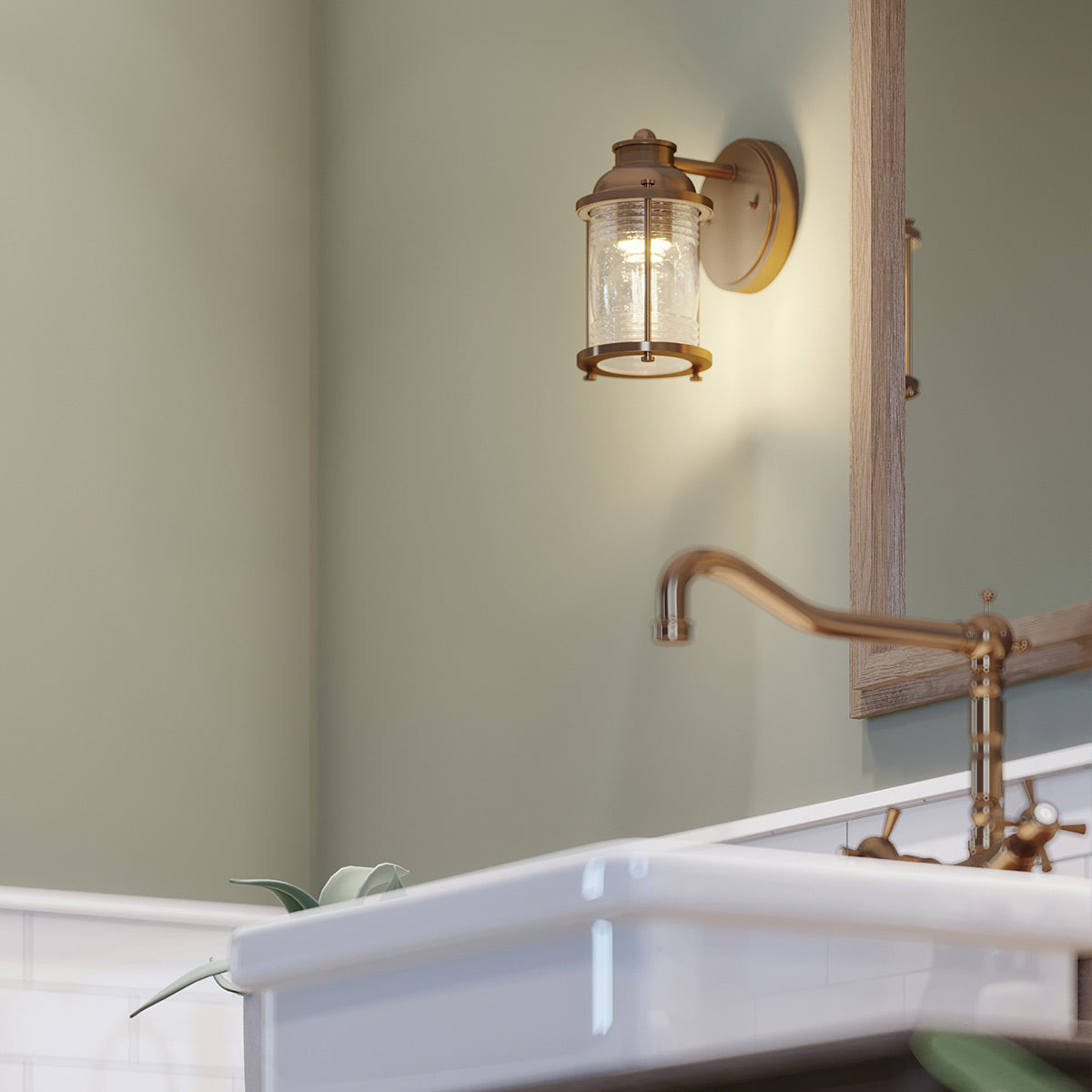 Quintiesse Ashland Bay Bathroom Wall Light in Natural Brass