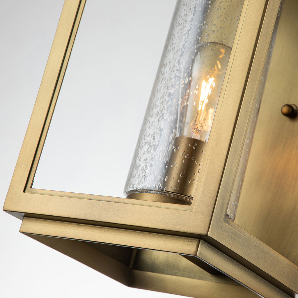 Quintiesse Atwater Outdoor Large Wall Lantern in Painted Distressed Brass