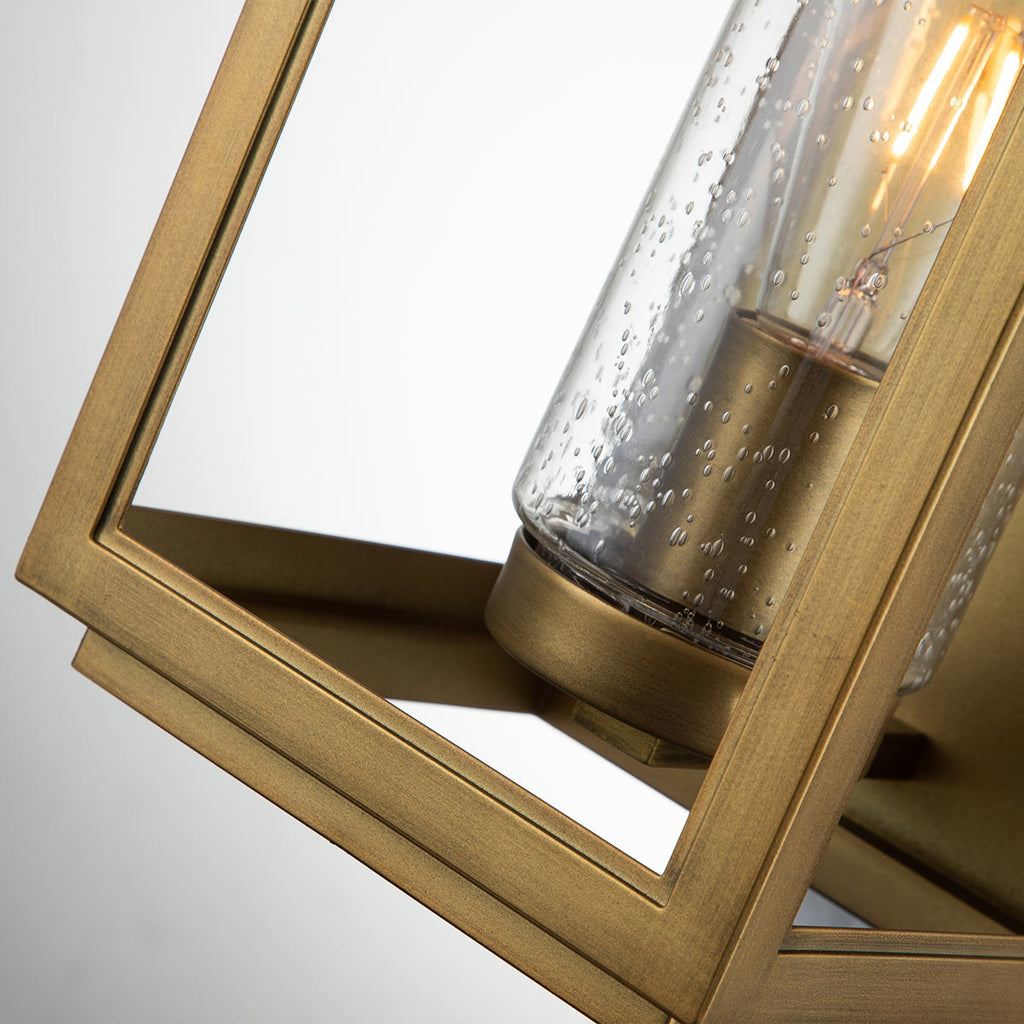 Quintiesse Atwater Outdoor Medium Wall Lantern in Painted Distressed Brass